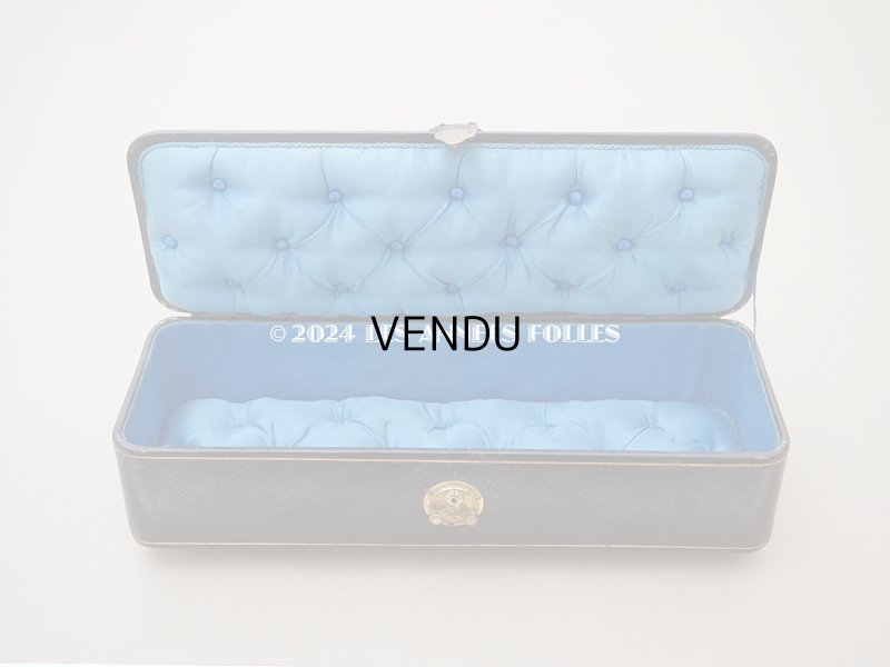 画像9: 19世紀 アンティーク グローブボックス スモーキーブルーのシルク製クッション ジュエリーボックス