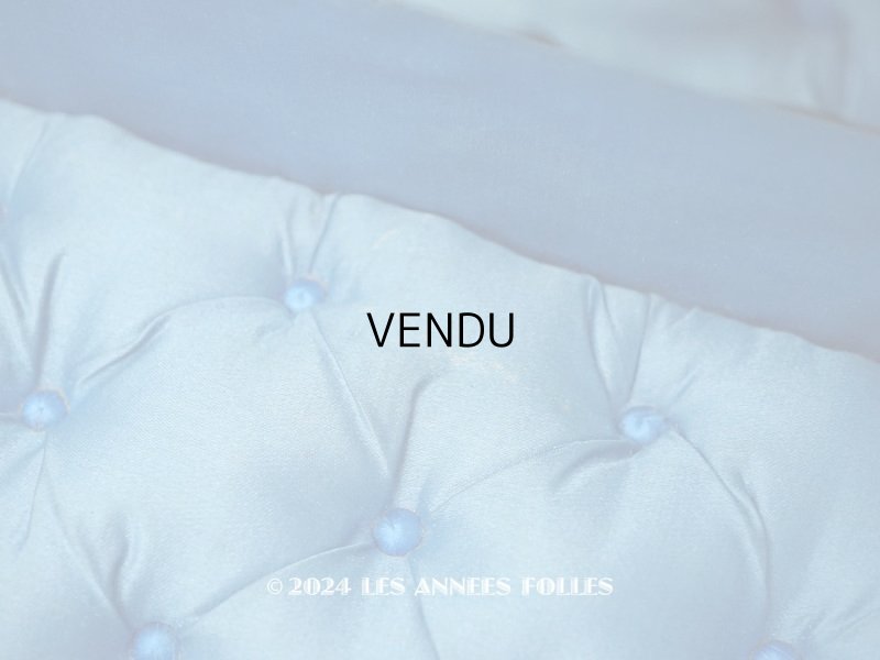 画像12: 19世紀 アンティーク グローブボックス スモーキーブルーのシルク製クッション ジュエリーボックス