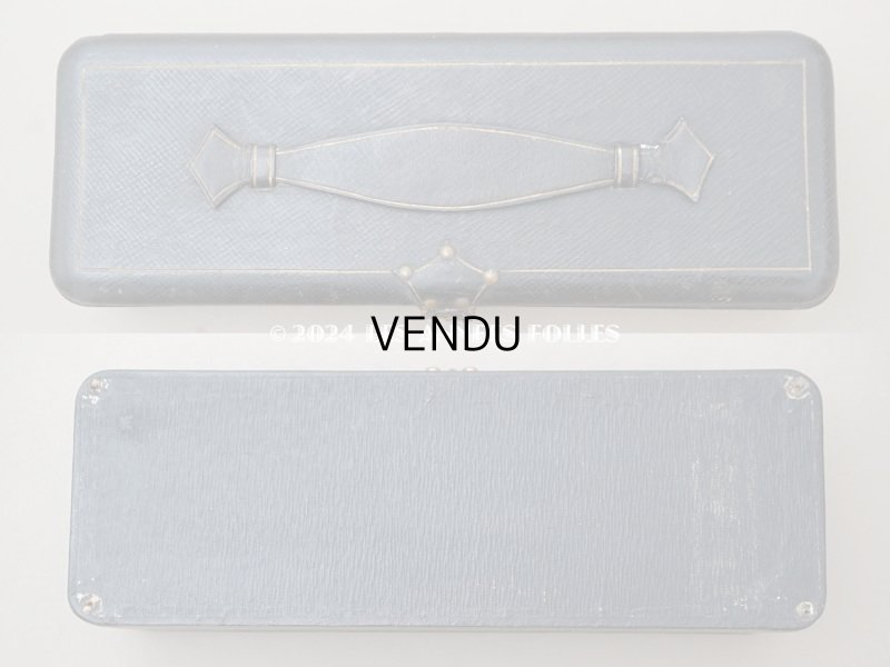 画像3: 19世紀 アンティーク グローブボックス スモーキーブルーのシルク製クッション ジュエリーボックス