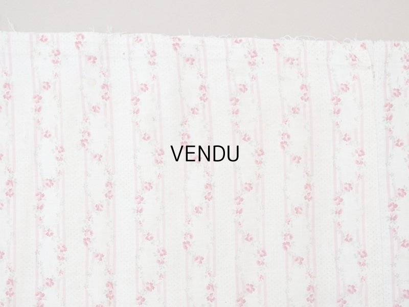 画像13: 1900年頃 アンティーク 薔薇のガーランド柄 コットン製ファブリック 