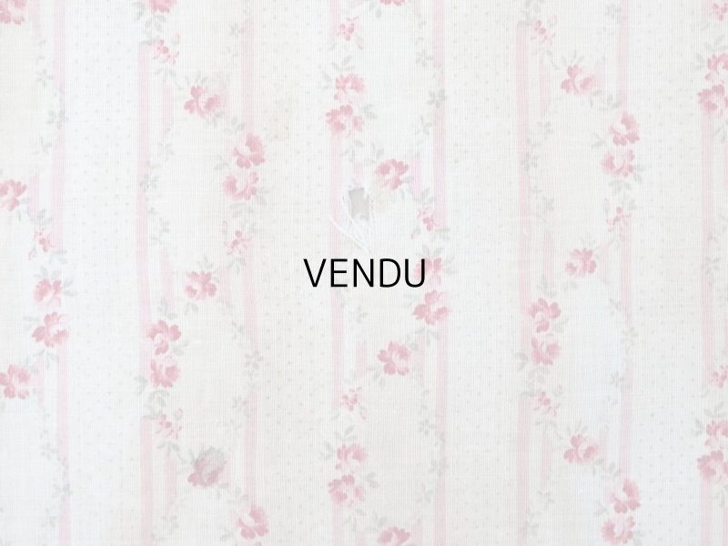 画像16: 1900年頃 アンティーク 薔薇のガーランド柄 コットン製ファブリック 