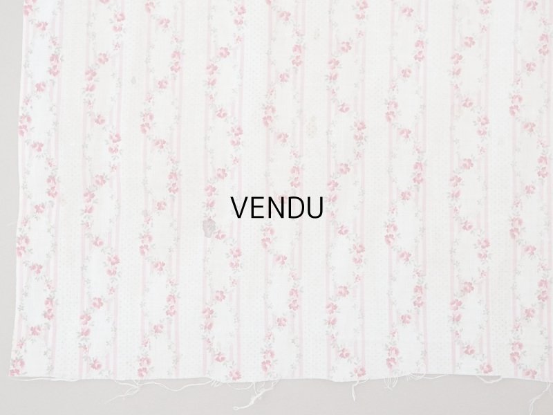 画像10: 1900年頃 アンティーク 薔薇のガーランド柄 コットン製ファブリック 