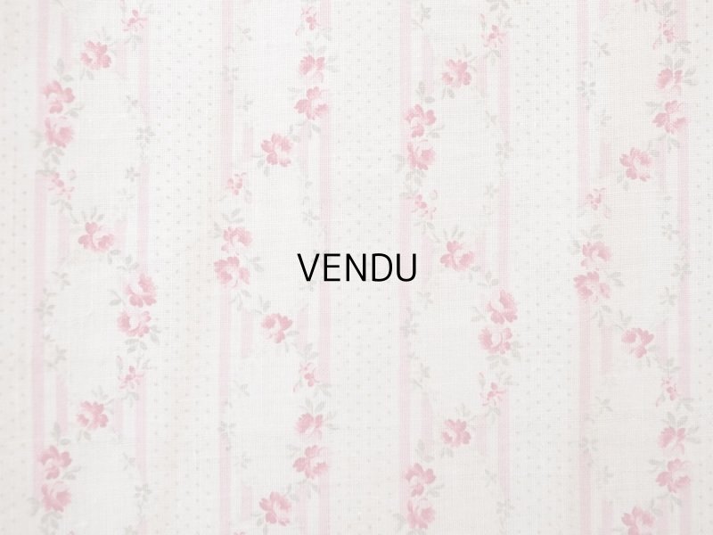 画像4: 1900年頃 アンティーク 薔薇のガーランド柄 コットン製ファブリック 