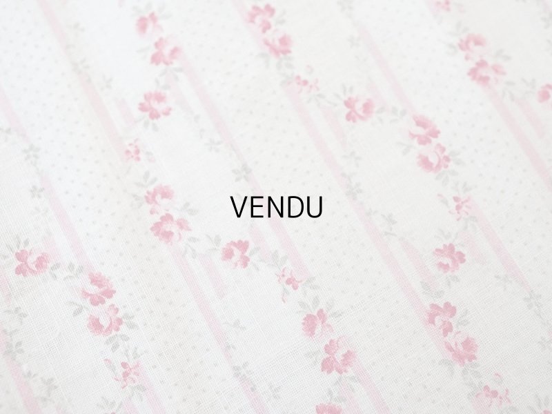 画像3: 1900年頃 アンティーク 薔薇のガーランド柄 コットン製ファブリック 