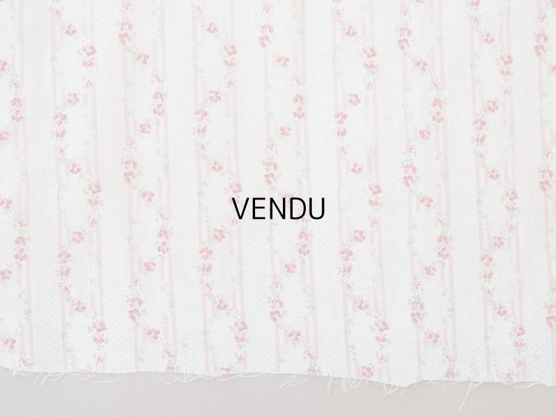 画像12: 1900年頃 アンティーク 薔薇のガーランド柄 コットン製ファブリック 