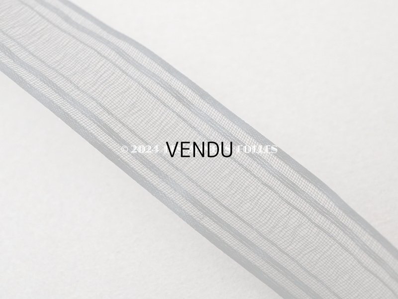 画像3: 1900年頃 アンティーク シルク製 オーガンジー リボン ストライプ 1.8cm幅