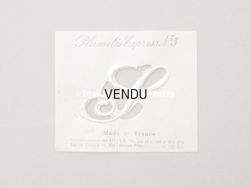 画像2: 1900年頃 アンティーク 箱入り イニシャルシート モノグラム 2シート 【S】 -N°3- INITIALES BRODEES PLUMETIS-EXPRESS
