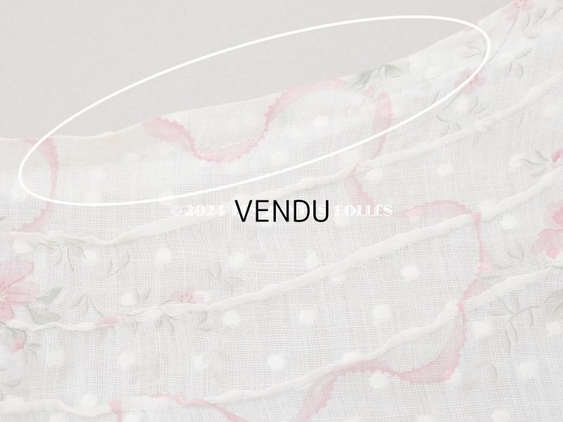 画像11: 1880年頃 アンティーク ドレス用 コットンオーガンジー 薔薇模様＆ドット刺繍入り 70×70cm 