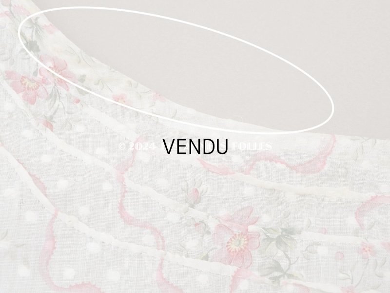 画像12: 1880年頃 アンティーク ドレス用 コットンオーガンジー 薔薇模様＆ドット刺繍入り 70×70cm 