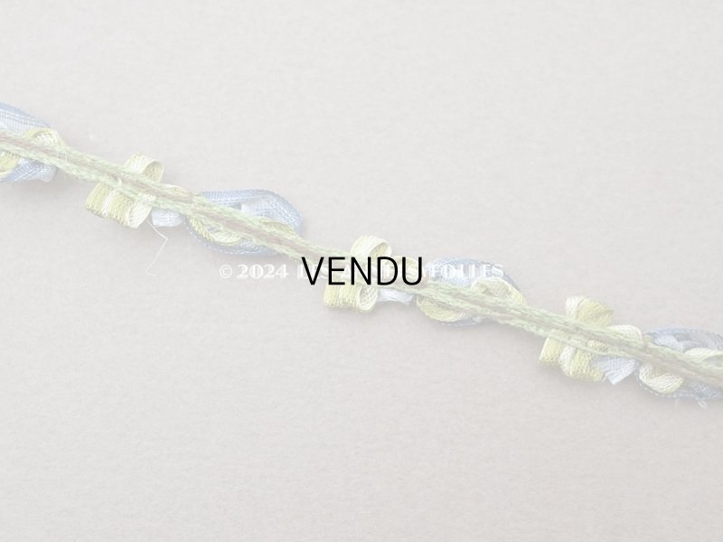 画像3: 1900年頃 アンティーク シルク製 ブルーの薔薇のロココトリム ロココリボン