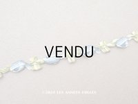 1900年頃 アンティーク シルク製 ブルーの薔薇のロココトリム ロココリボン