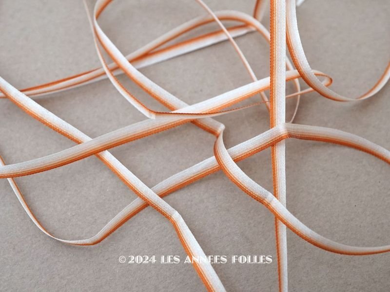 画像1: アンティーク  リボン刺繍 & ロココトリム用 シルク製リボン 4~5 極細3mm幅 テラコッタ 