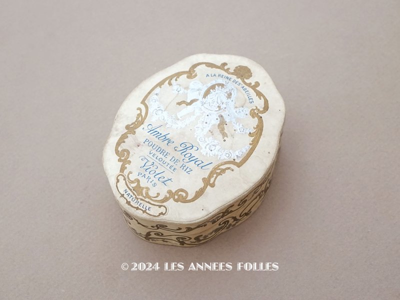 画像1: アンティーク パウダーボックス 嬢王蜂と天使 & 薔薇のガーランド AMBRE ROYAL - VIOLET PARIS -