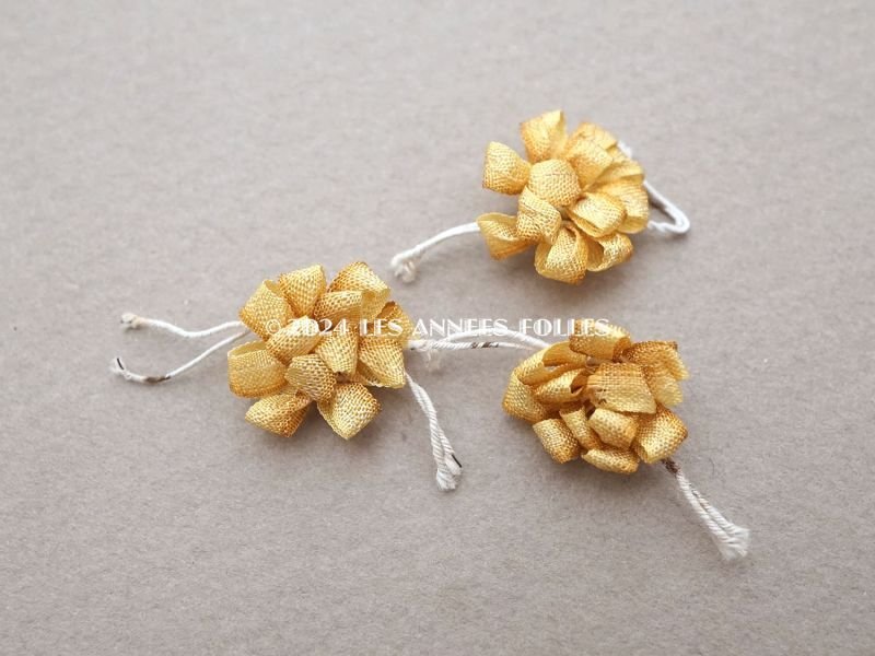 画像3: アンティーク シルク製 ロココモチーフ ワイヤー付 6点セット マスタード