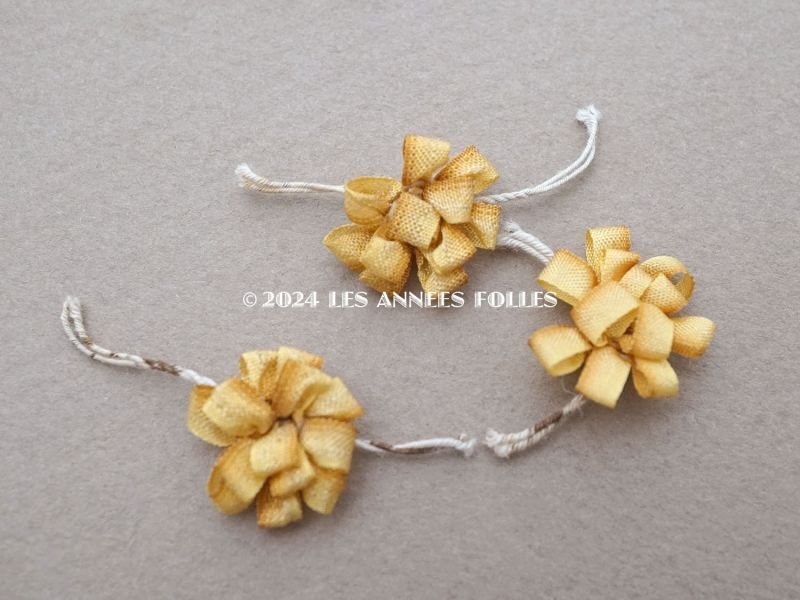 画像4: アンティーク シルク製 ロココモチーフ ワイヤー付 6点セット マスタード