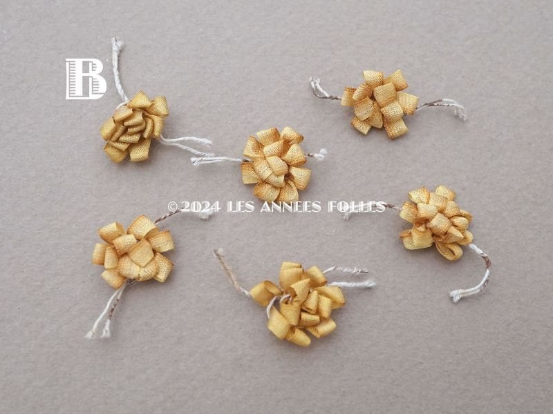 画像6: アンティーク シルク製 ロココモチーフ ワイヤー付 6点セット マスタード