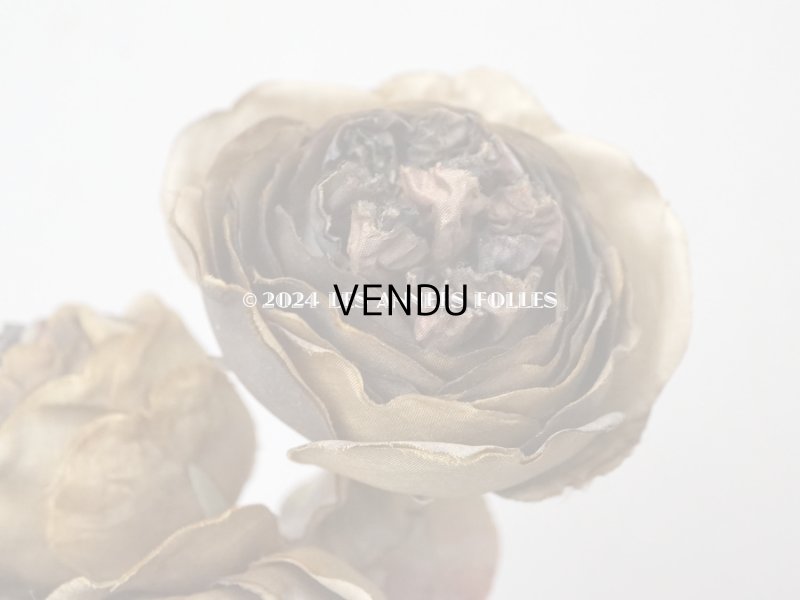 画像8: 未使用 ラベル付き アンティーク シルク製 薔薇の布花 カーキブラウン