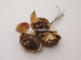 画像2: 未使用 ラベル付き アンティーク シルク製 薔薇の布花 カーキブラウン (2)