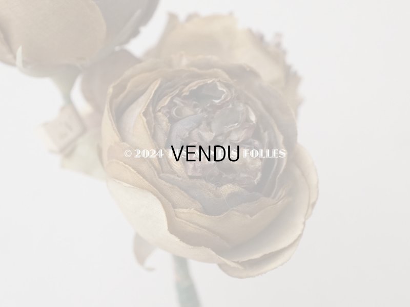 画像7: 未使用 ラベル付き アンティーク シルク製 薔薇の布花 カーキブラウン