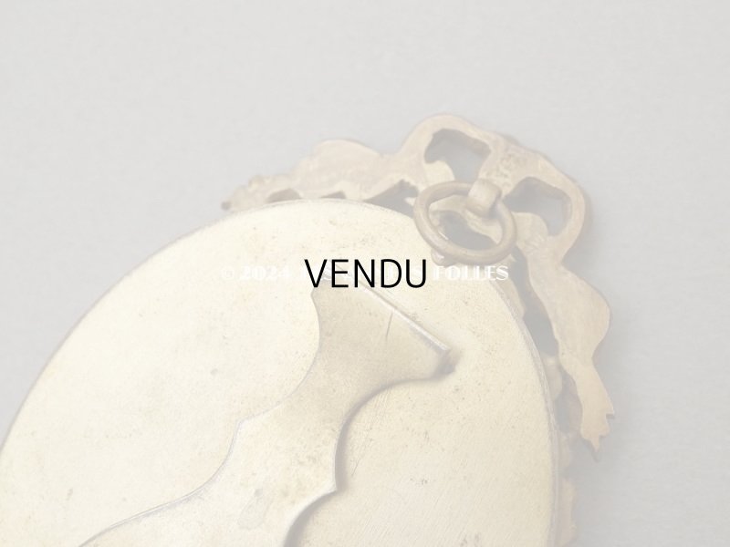 画像7: 19世紀末 アンティーク  ブロンズ製フレーム ミニアチュール (肖像画)入り 薔薇のガーランド