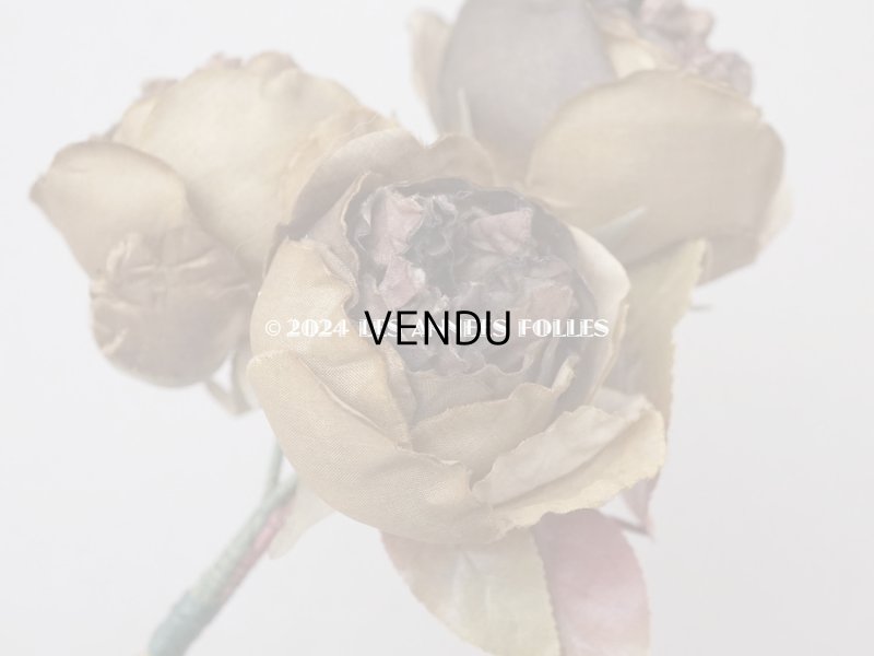 画像6: 未使用 ラベル付き アンティーク シルク製 薔薇の布花 カーキブラウン