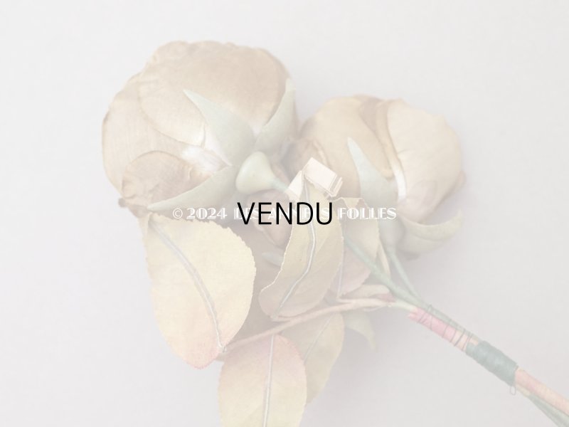 画像10: 未使用 ラベル付き アンティーク シルク製 薔薇の布花 カーキブラウン