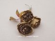 画像1: 未使用 ラベル付き アンティーク シルク製 薔薇の布花 カーキブラウン (1)