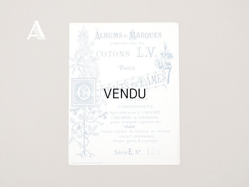 画像2: アンティーク モノグラムの図案帳 ALBUMS DE MARQUES COTONS L.V. OUVRAGES DE DAMES SERIE F N 156