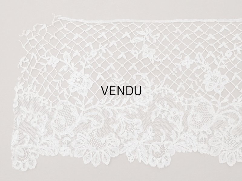画像14: アンティーク 幅広 ニードルレース＆ボビンレースのボーダー 131cm 18.9cm幅