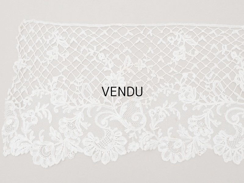 画像11: アンティーク 幅広 ニードルレース＆ボビンレースのボーダー 131cm 18.9cm幅