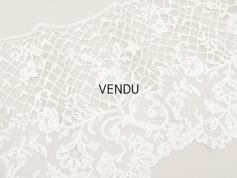 画像3: アンティーク 幅広 ニードルレース＆ボビンレースのボーダー 131cm 18.9cm幅