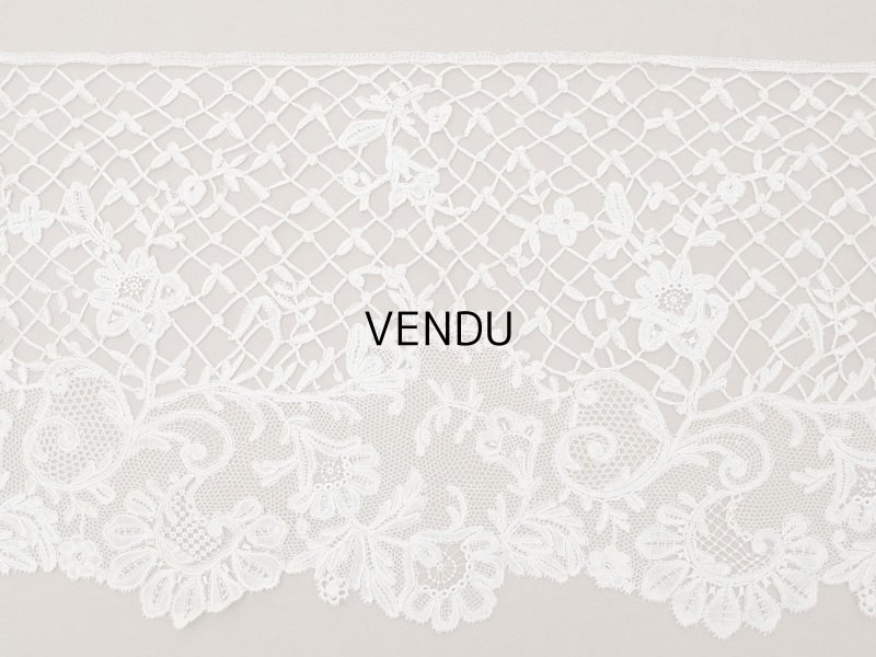画像15: アンティーク 幅広 ニードルレース＆ボビンレースのボーダー 131cm 18.9cm幅