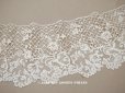 画像1: アンティーク 幅広 ニードルレース＆ボビンレースのボーダー 131cm 18.9cm幅 (1)
