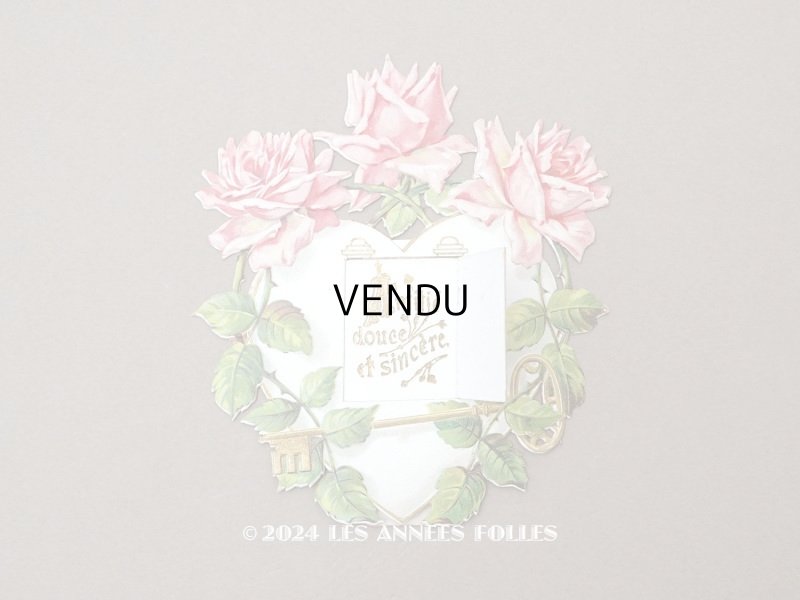 画像1: 1900年頃 アンティーク 立体クロモ  薔薇のハート