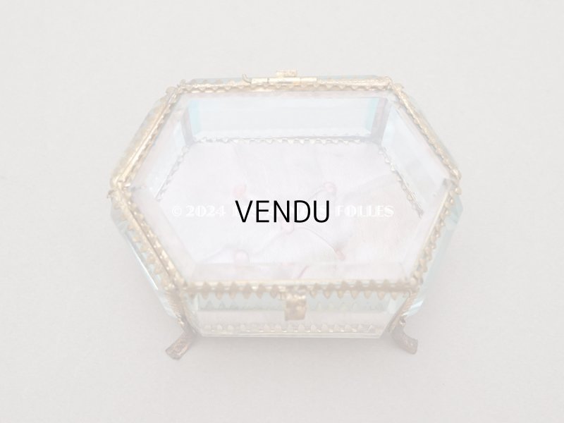 画像8: 【セール対象外】19世紀末 アンティーク ジュエリーボックス 六角形 ピンクのシルククッション 