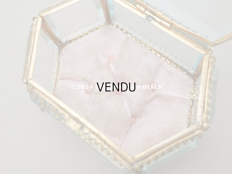 画像13: 【セール対象外】19世紀末 アンティーク ジュエリーボックス 六角形 ピンクのシルククッション 