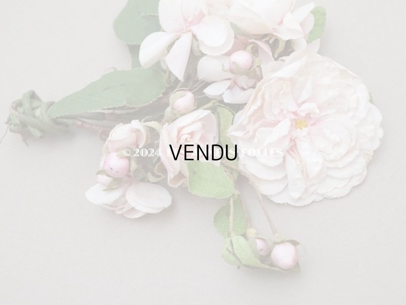 画像3: アンティーク 薔薇の布花のブーケ パウダーピンク クウォーターロゼット咲き
