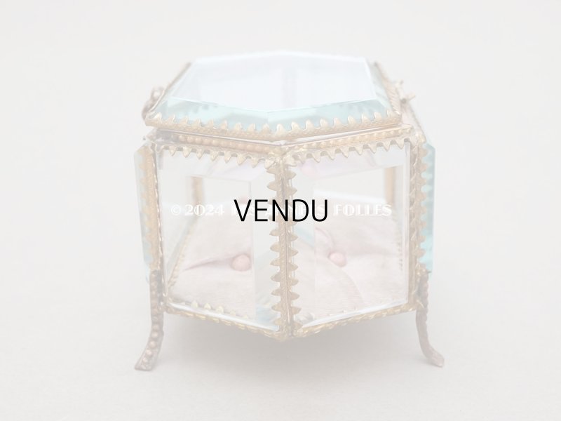 画像7: 【セール対象外】19世紀末 アンティーク ジュエリーボックス 六角形 ピンクのシルククッション 