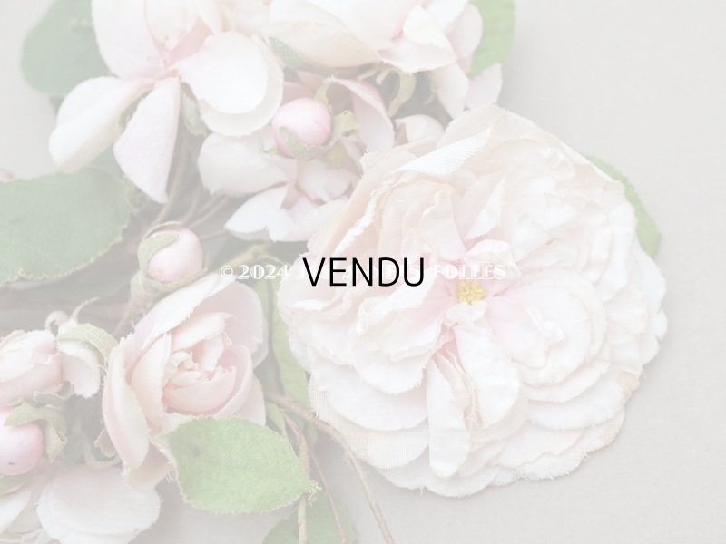 画像4: アンティーク 薔薇の布花のブーケ パウダーピンク クウォーターロゼット咲き