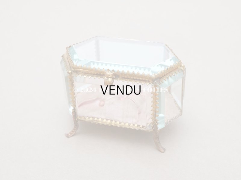 画像3: 【セール対象外】19世紀末 アンティーク ジュエリーボックス 六角形 ピンクのシルククッション 