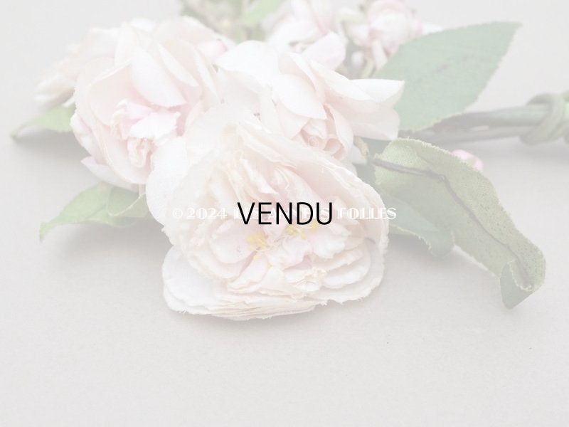 画像5: アンティーク 薔薇の布花のブーケ パウダーピンク クウォーターロゼット咲き