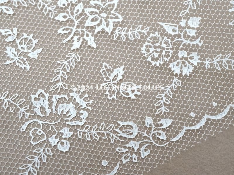 画像5: アンティーク 幅広 チュールレース 花模様 幅11.5cm クリーム色