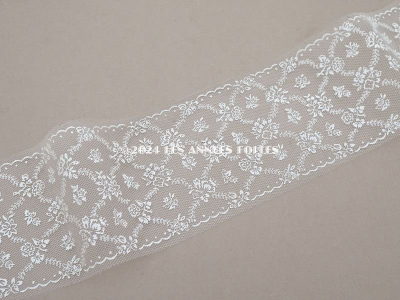 画像6: アンティーク 幅広 チュールレース 花模様 幅11.5cm クリーム色