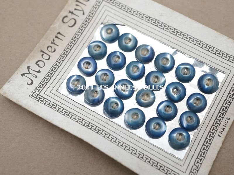 画像7: アンティーク マザーオブパール製 極小 ボタン 6mm 24ピース シェルボタン ブルーのグラデーション