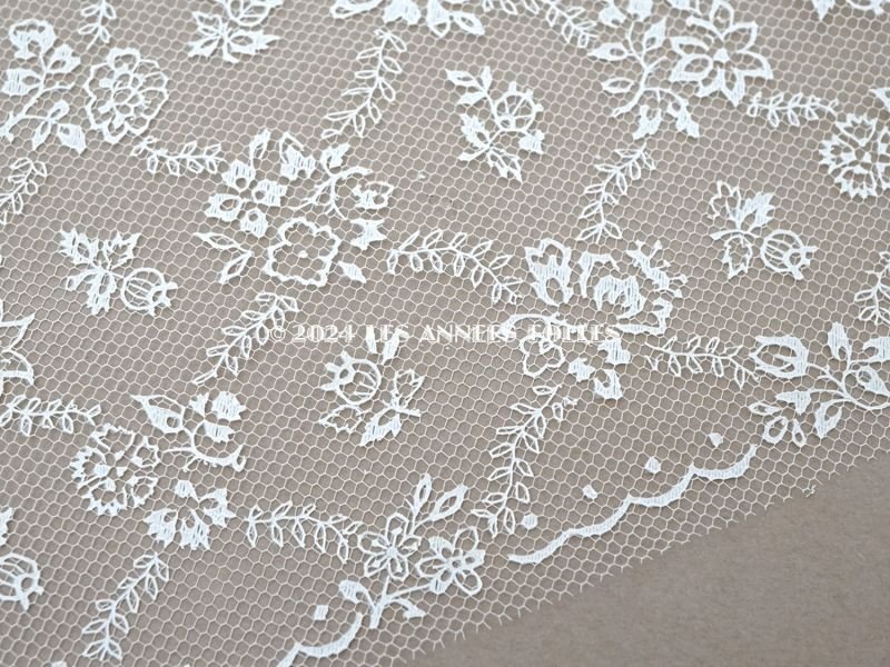 画像4: アンティーク 幅広 チュールレース 花模様 幅11.5cm クリーム色