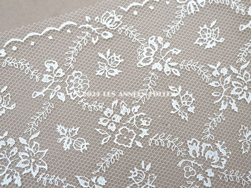 画像3: アンティーク 幅広 チュールレース 花模様 幅11.5cm クリーム色