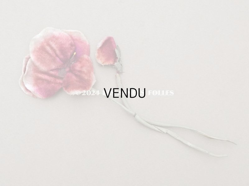画像3: ＊蚤の市＊アンティーク パンジーの布花 ピンク＆ワイン色