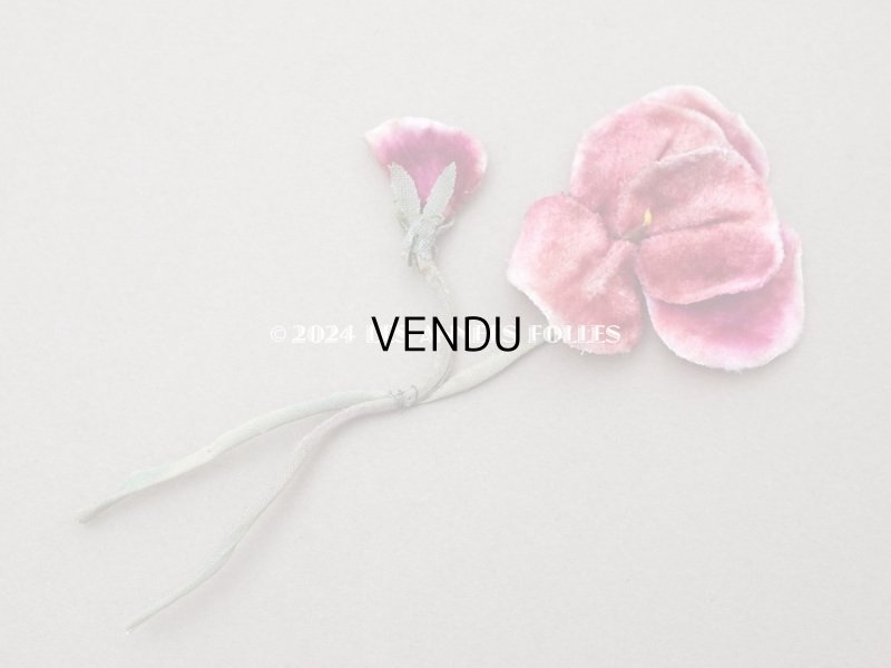 画像3: 1900年頃 アンティーク パンジーの布花 ピンク＆パープル