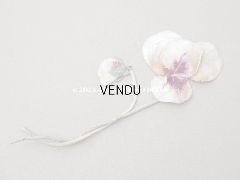 画像2: ＊蚤の市＊アンティーク パンジーの布花 ホワイトベージュ＆深紫