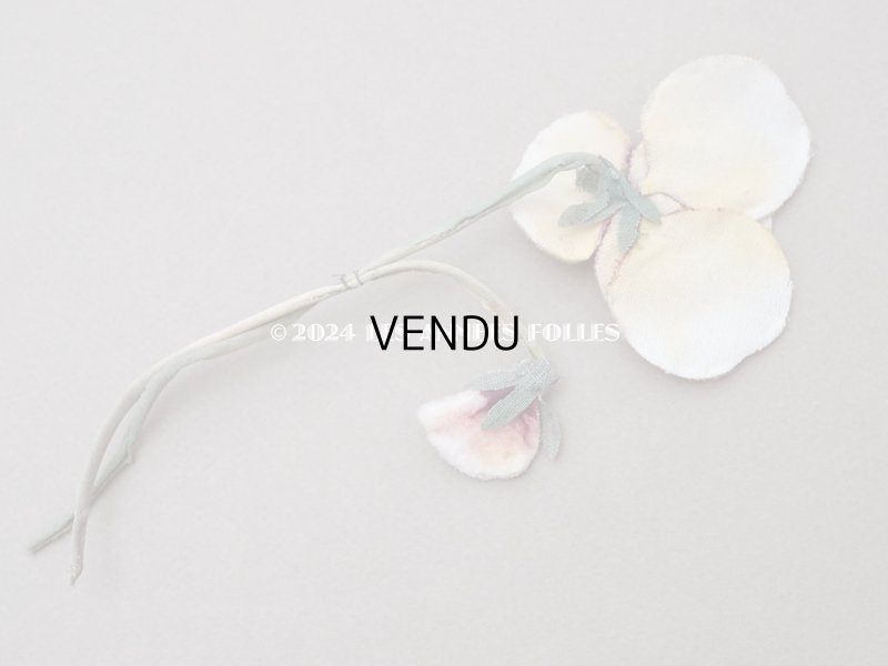 画像4: ＊蚤の市＊アンティーク パンジーの布花 ホワイトベージュ＆深紫